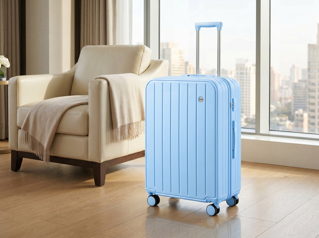 AnyZip Suitcase Large 28 Inch Luggage with Wheels PC ABS Lightweight Checked Luggage Hard Shell TSA Lock Luggage with Long-Term Travel (Lightblue)